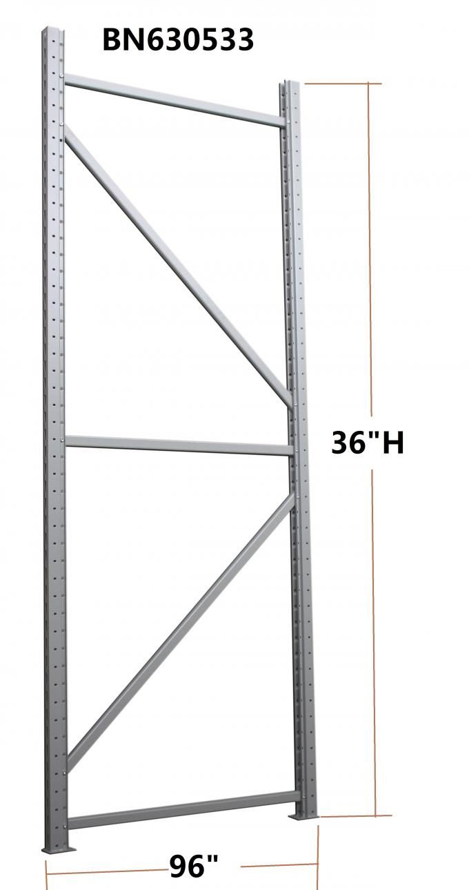 Super Wide Steel Freestanding Shelving Unit , 36 * 96 Inch Pallet Rack Upright Frame